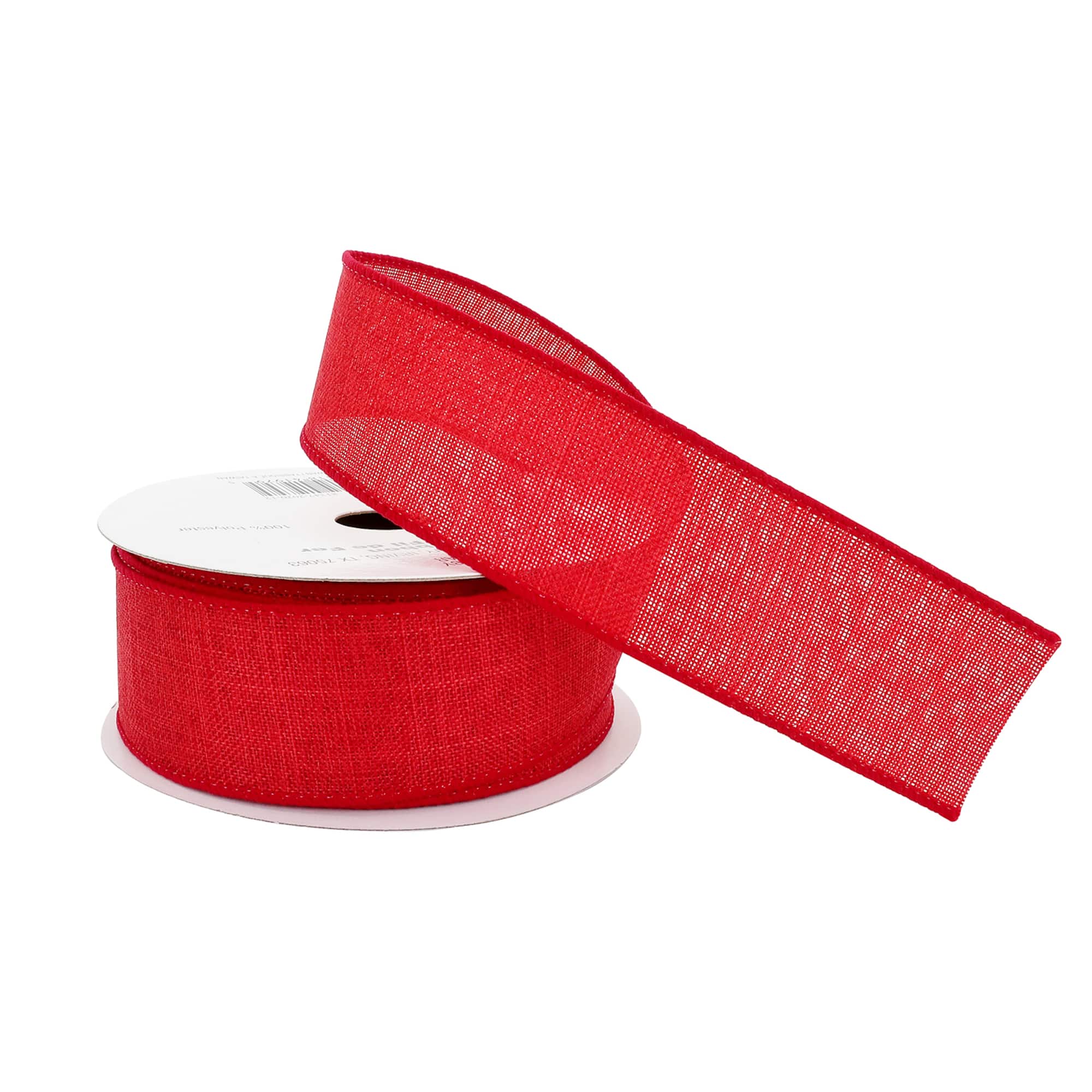 1.5" x 30ft. Red Wired Faux Linen Ribbon by Celebrate It™ Specialty